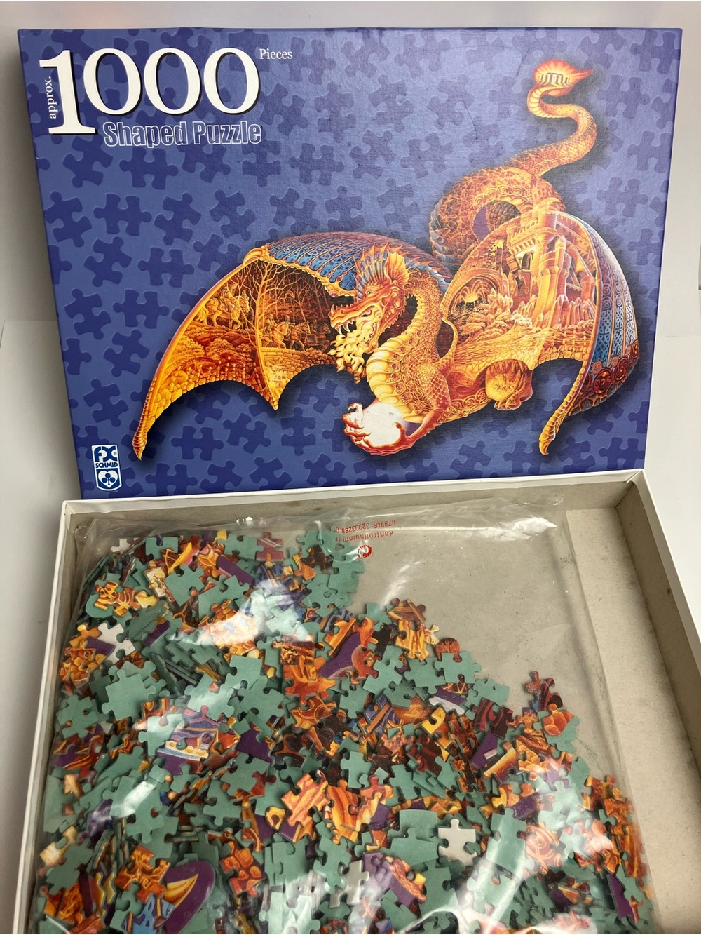 FX Schmid Shaped Puzzle Dragon Sealed Bag 1000 pieces Y2K Vintage Fantasy 2000